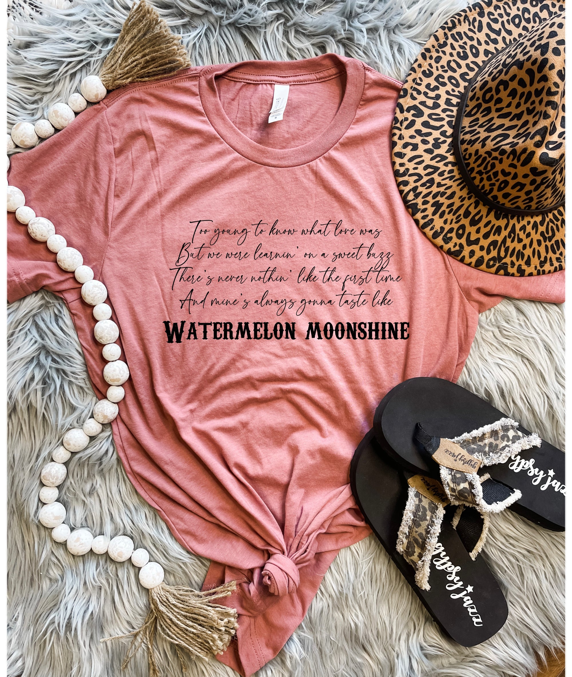 Black Ink Watermelon Moonshine Heather Mauve Tee