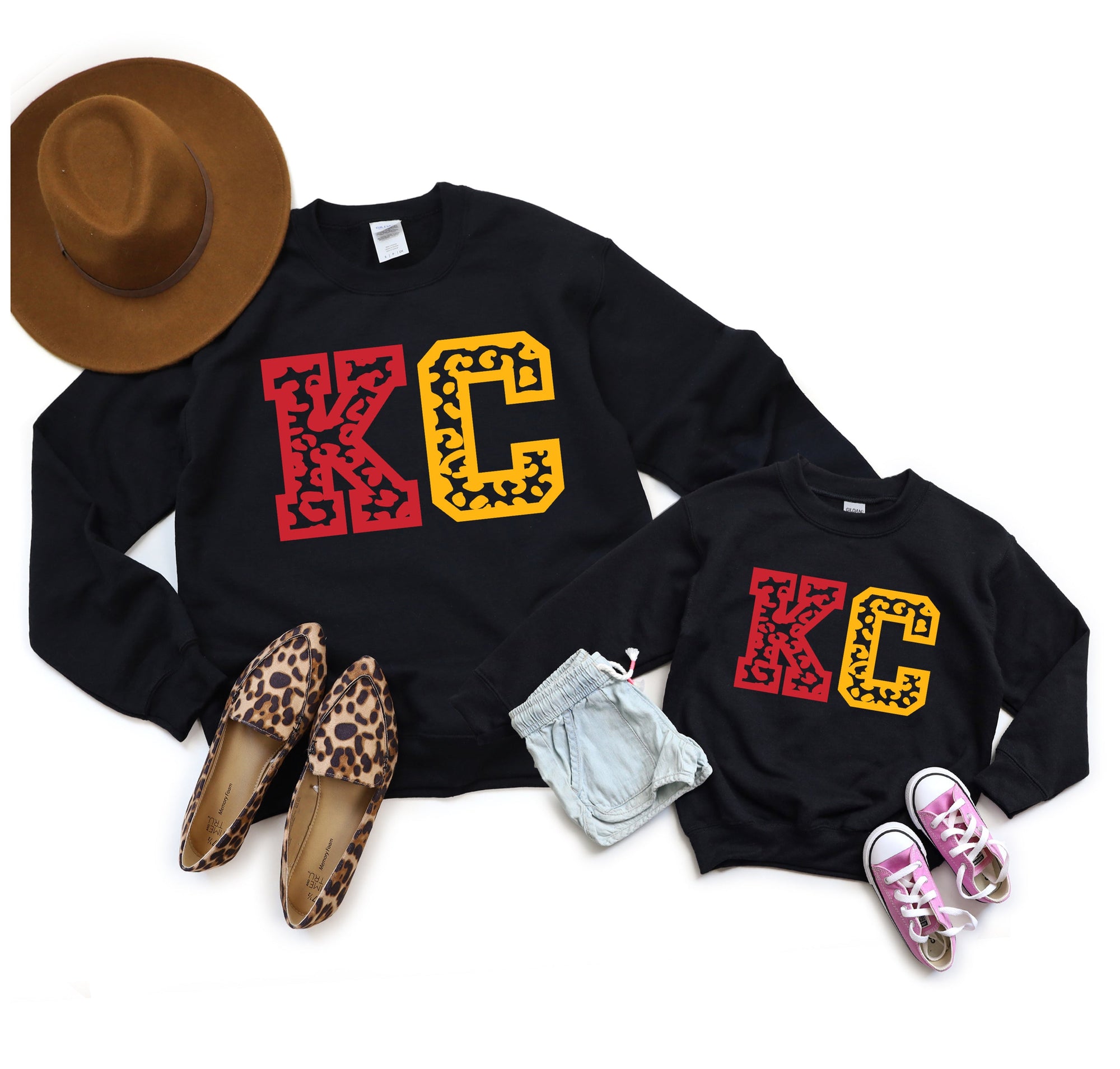 Red & Gold Leopard KC Black Sweatshirt