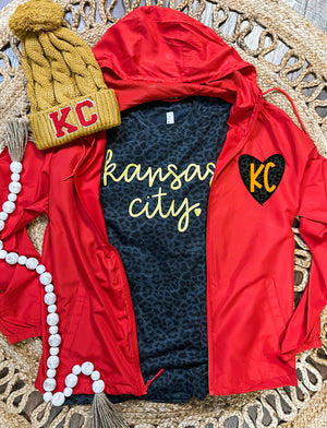 Black Leopard Heart Gold KC Red Lightweight Windbreaker Full-Zip Jacket