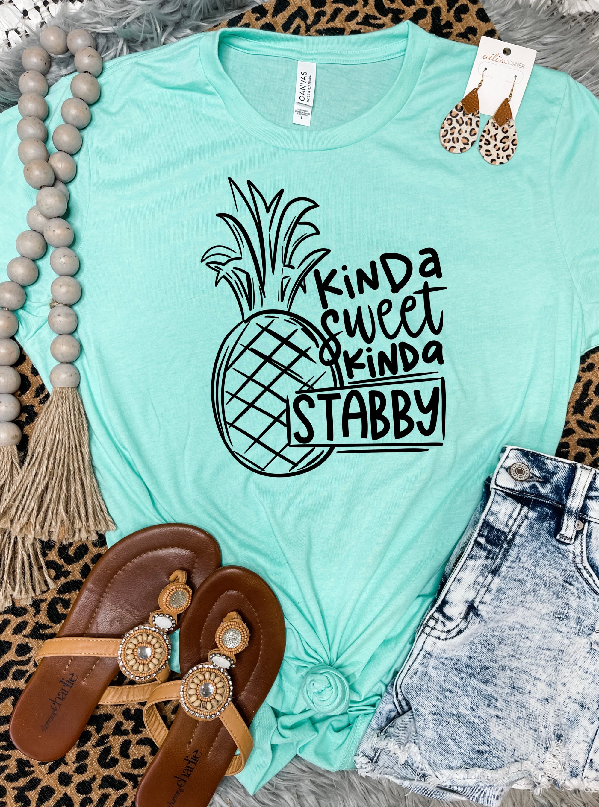 Kinda Sweet Kinda Stabby Heather Mint Tee