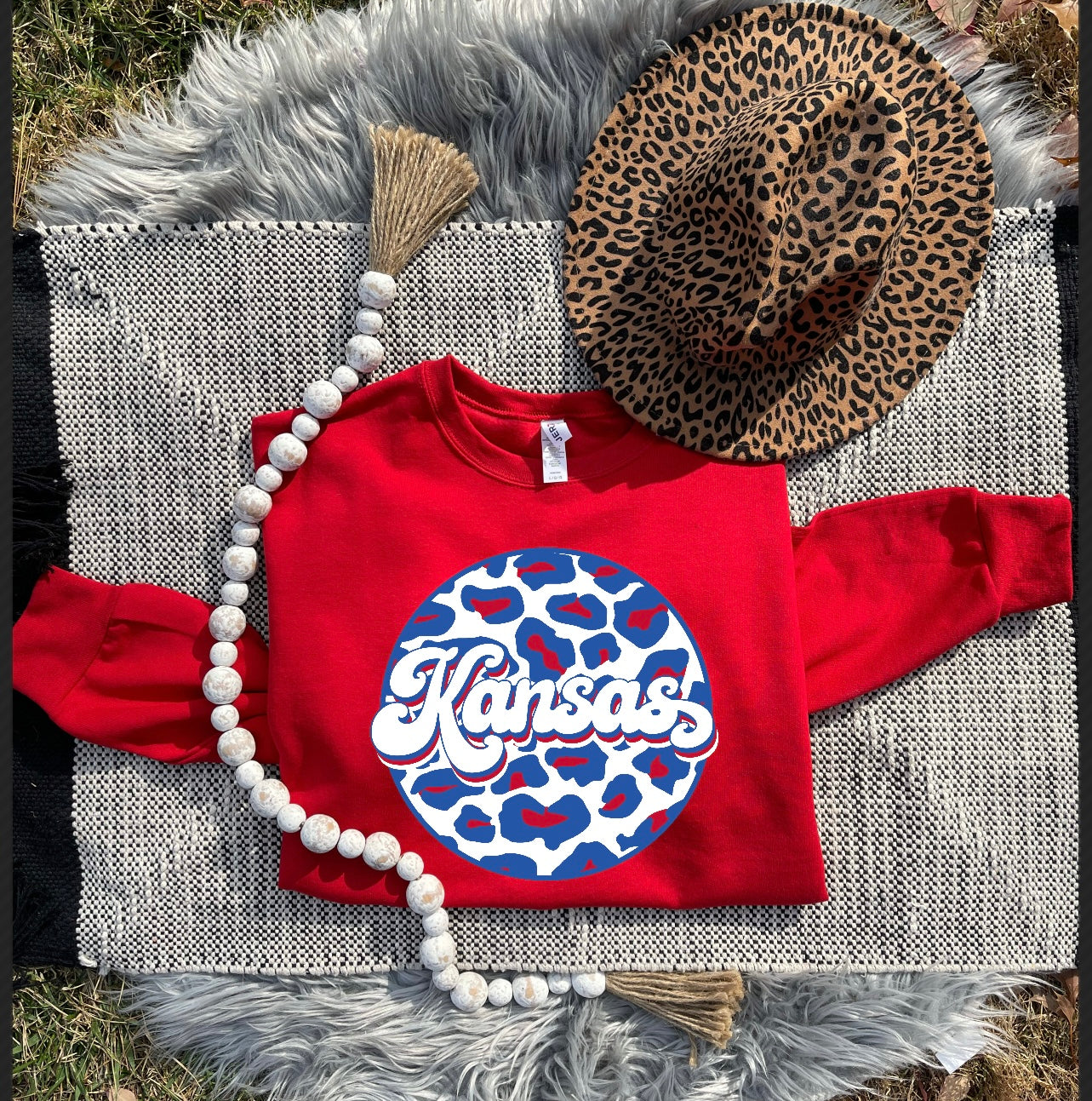 Kansas Leopard Circle Red Sweatshirt