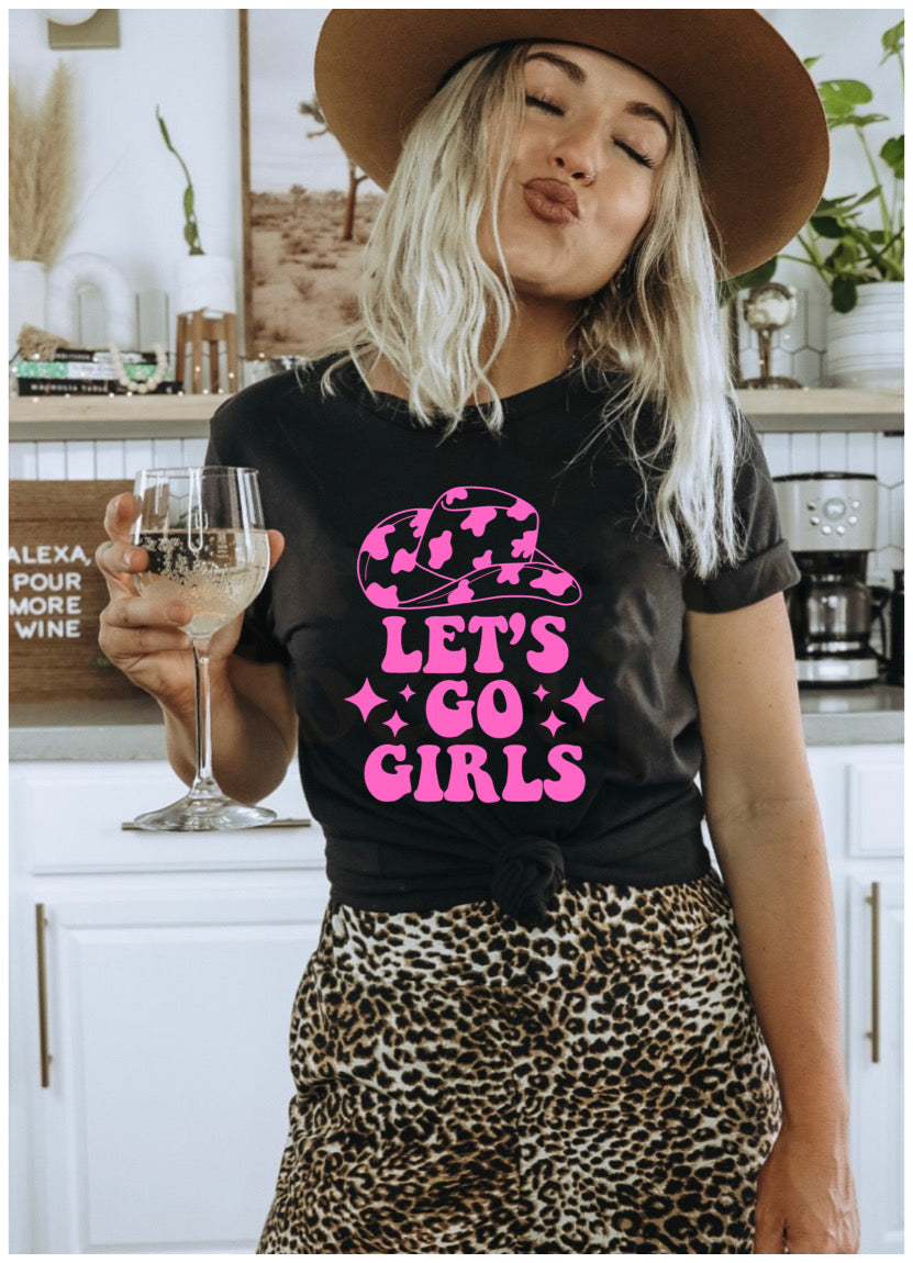 Let’s Go Girls Hat Design Black Tee