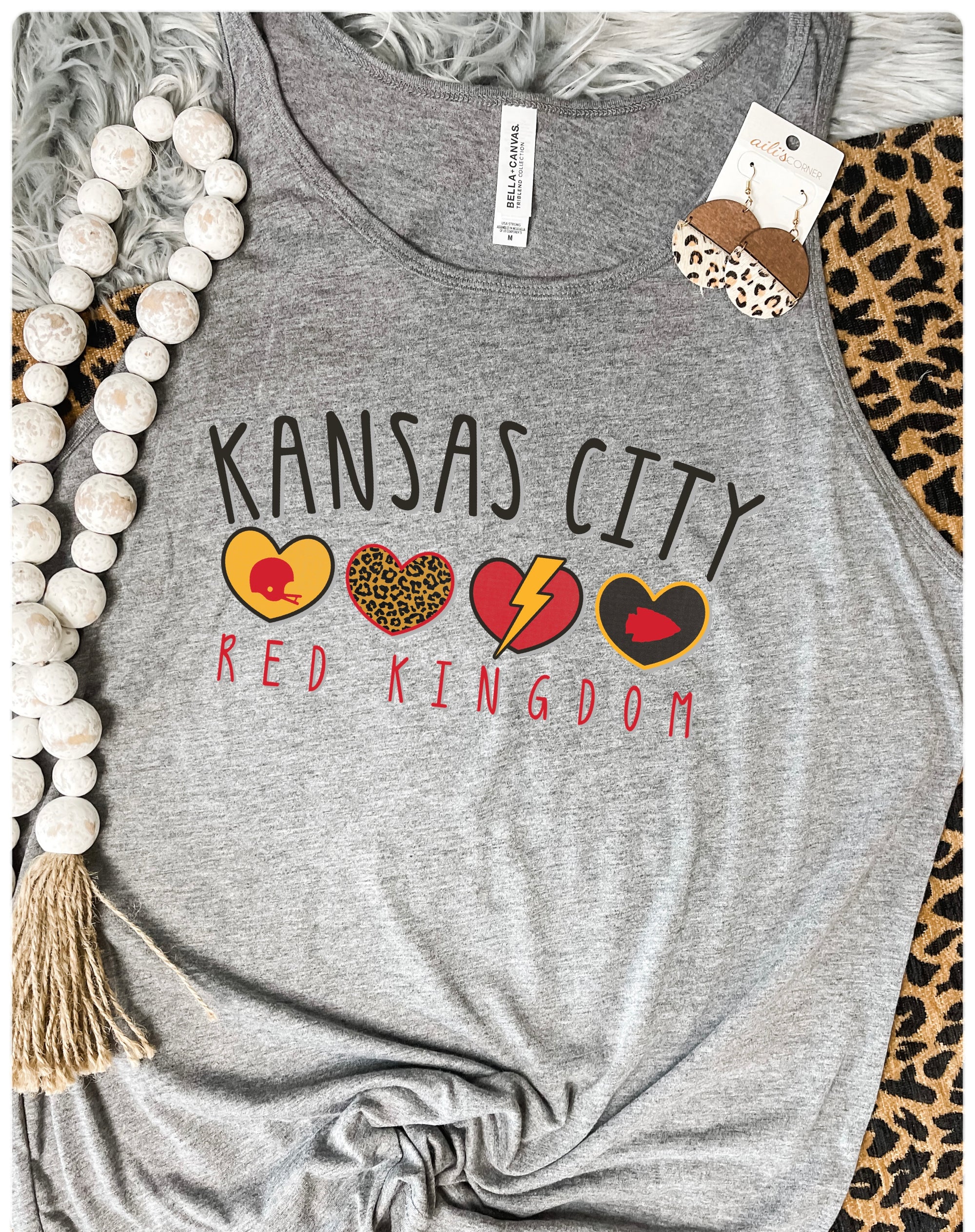 Four Heart Kansas City Red Kingdom Charcoal Tank Top