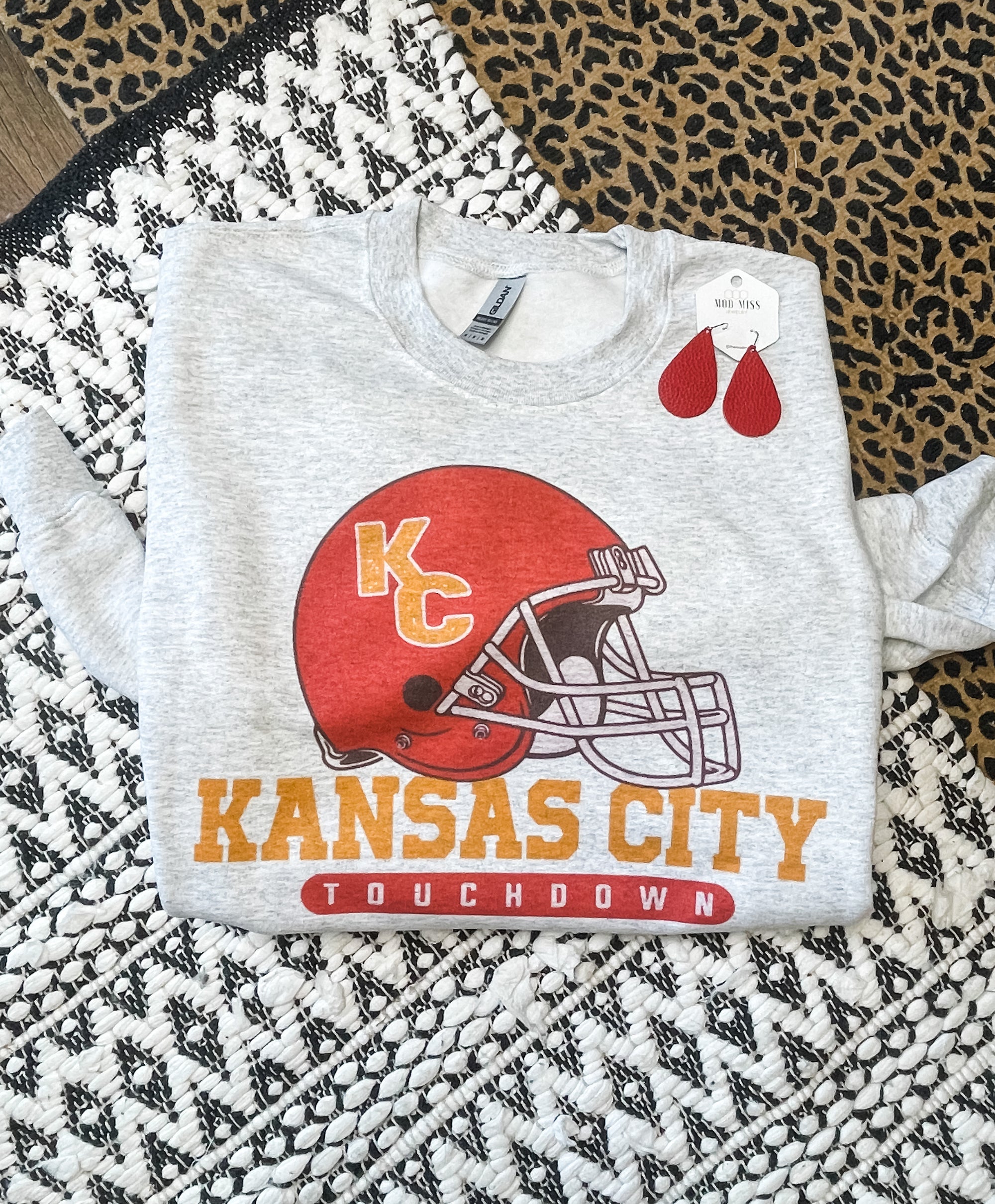 Kansas City Touchdown Helmet Ash Sweatshirt