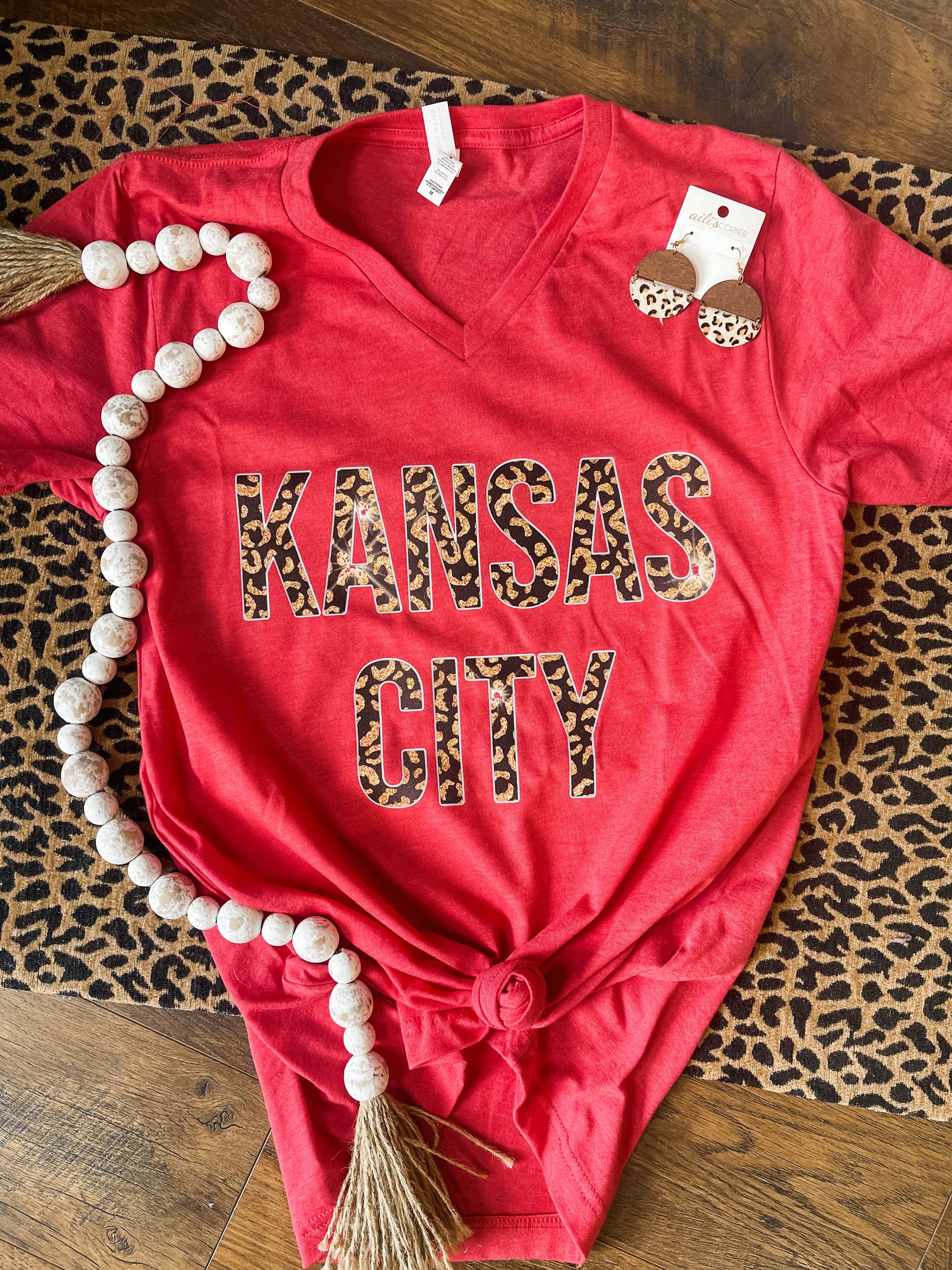 Kansas City Chiefs Cute Sweatshirt // Leopard Heart Football