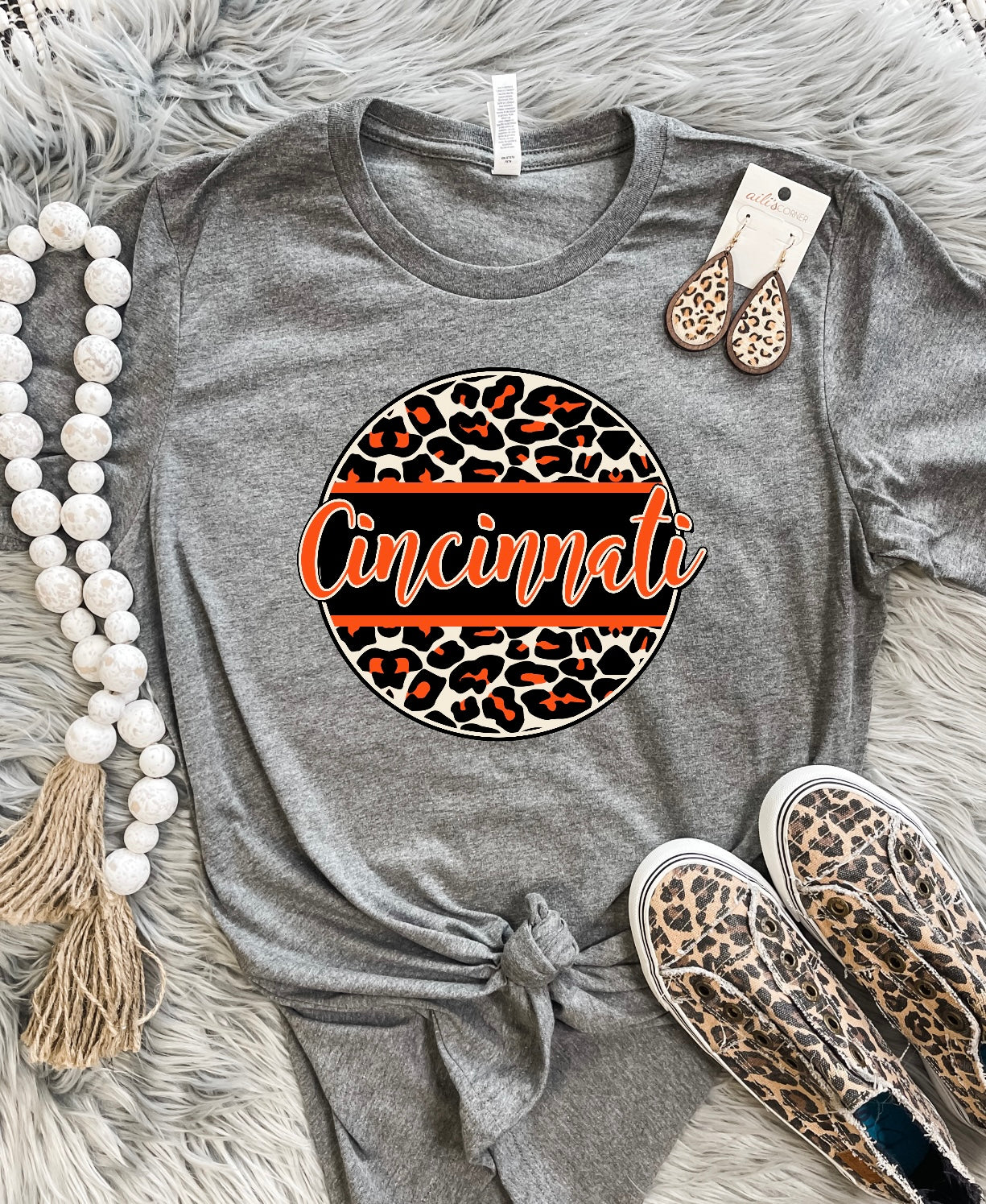 Cincinnati Cursive Leopard Circle