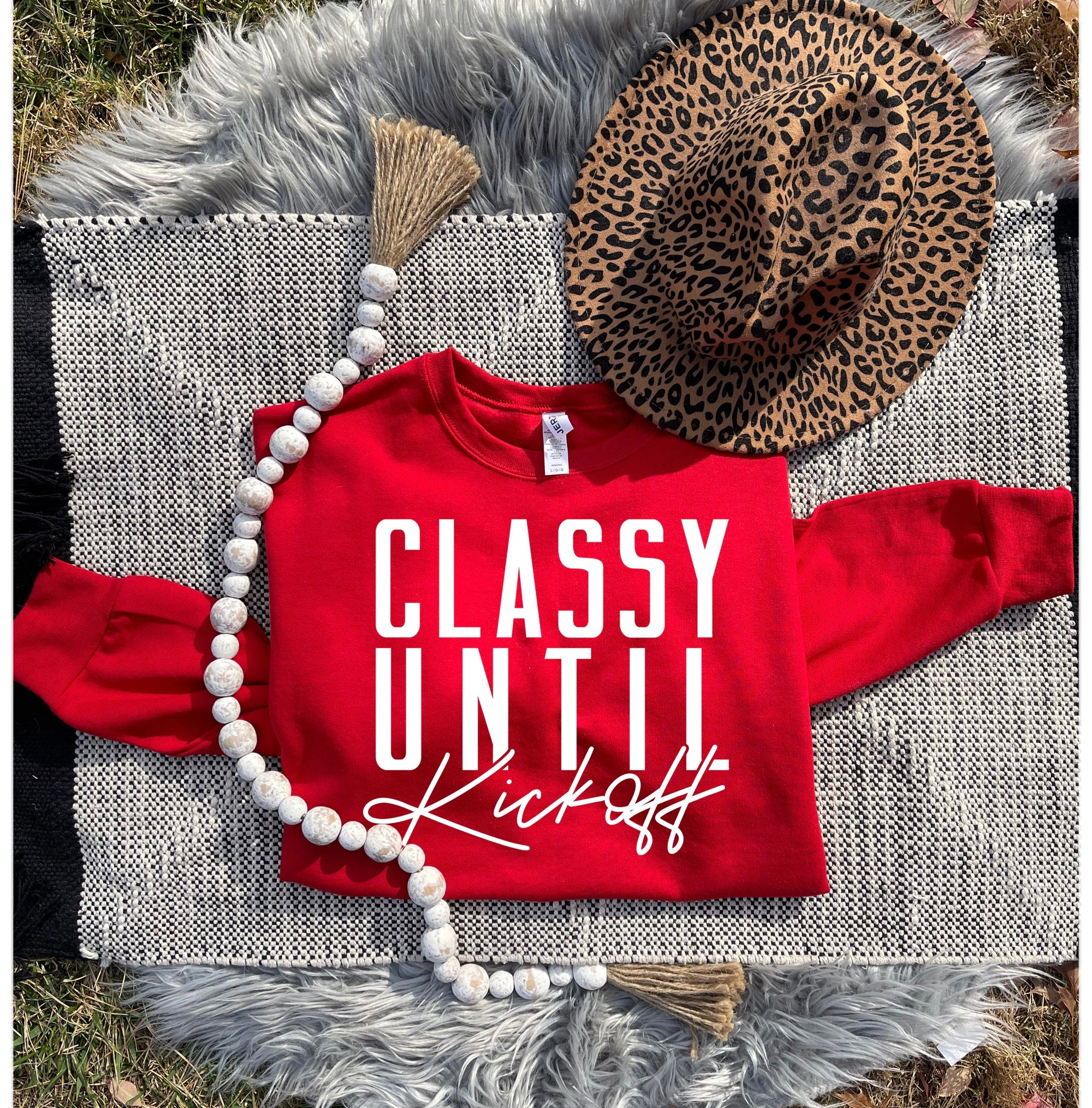 Classy Until Kickoff Red Sweatshirt