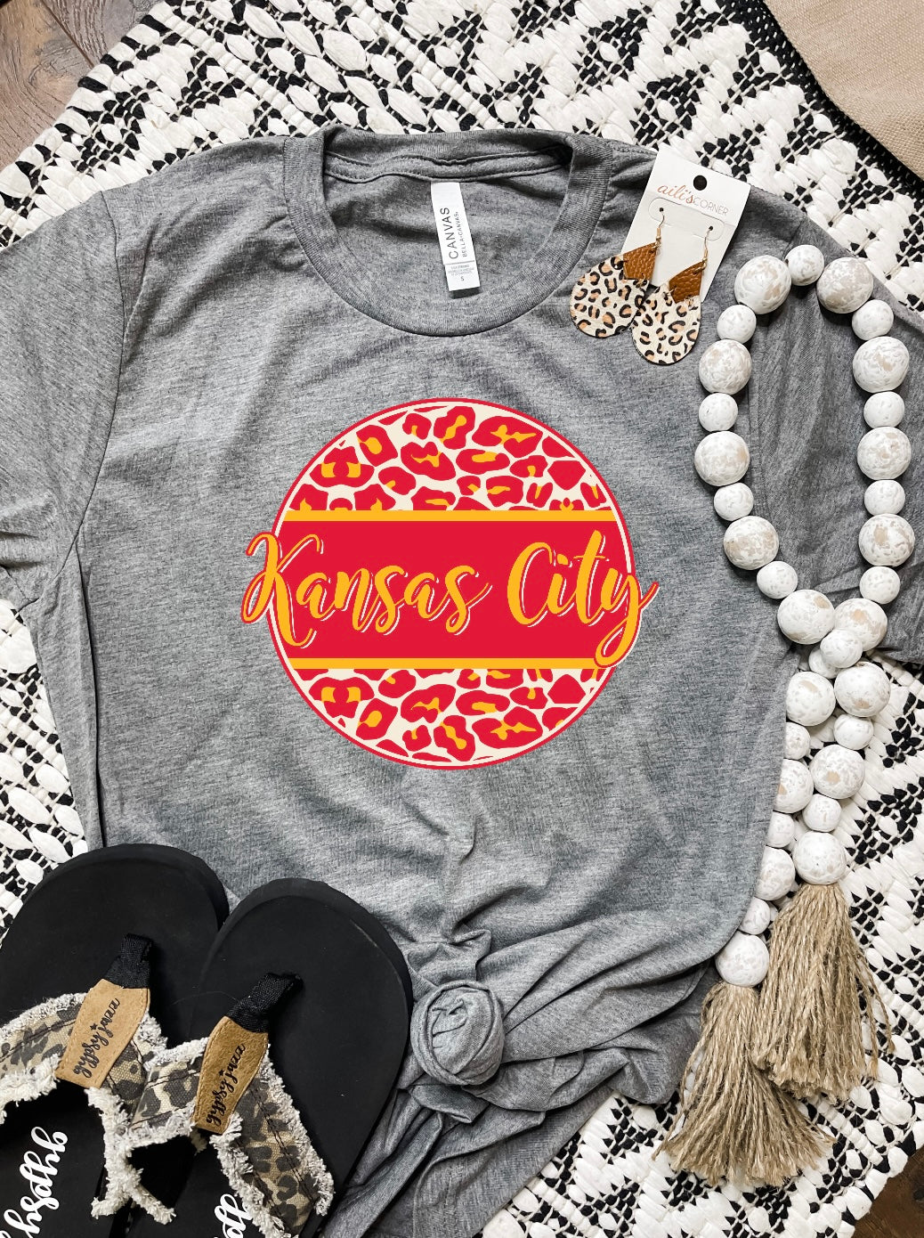 Kansas City Cursive Leopard Circle