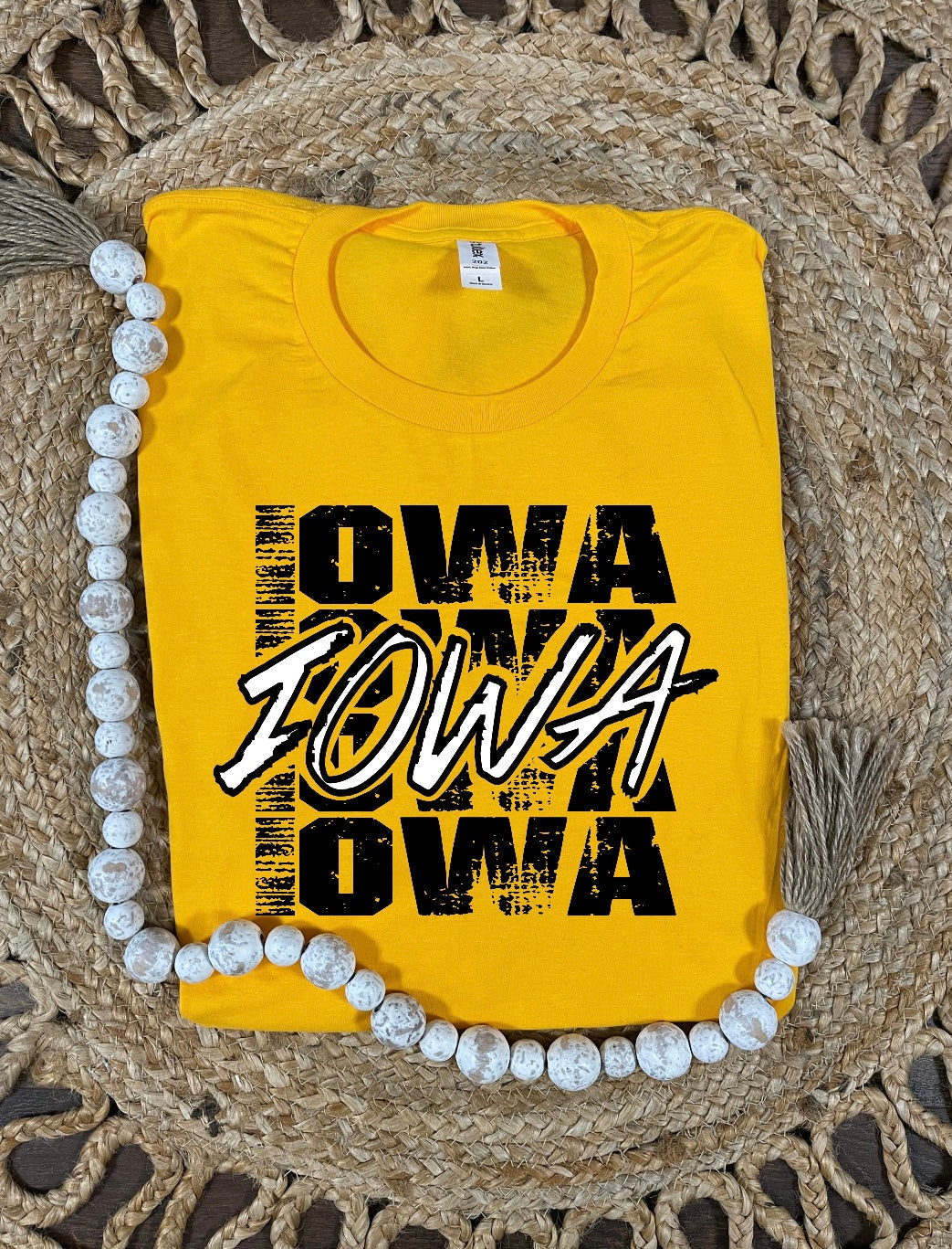 Black & White Iowa Repeat Gold Tee