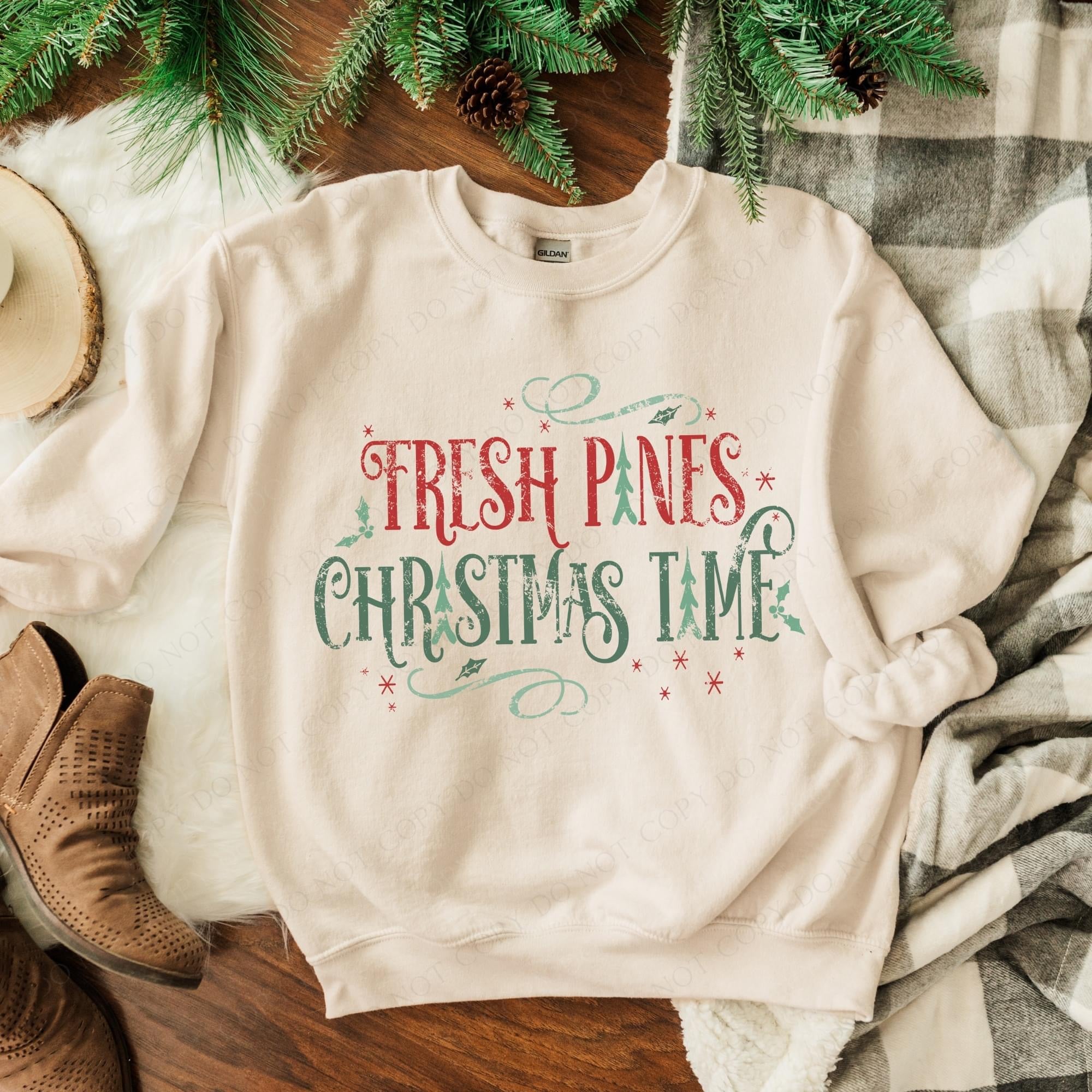 Fresh Pines Christmas Time Sand Sweatshirt