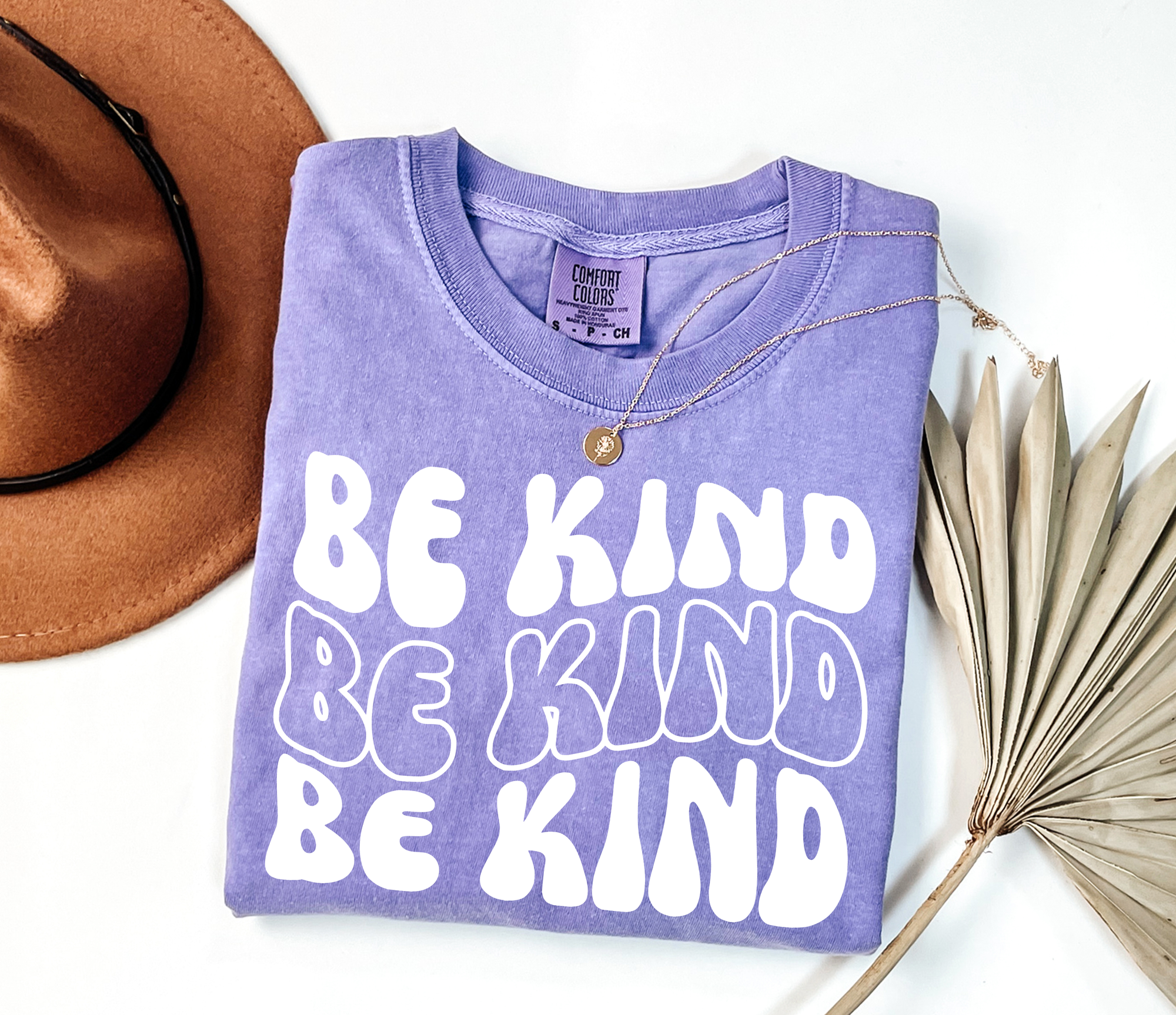 White Be Kind Repeat Violet Tee