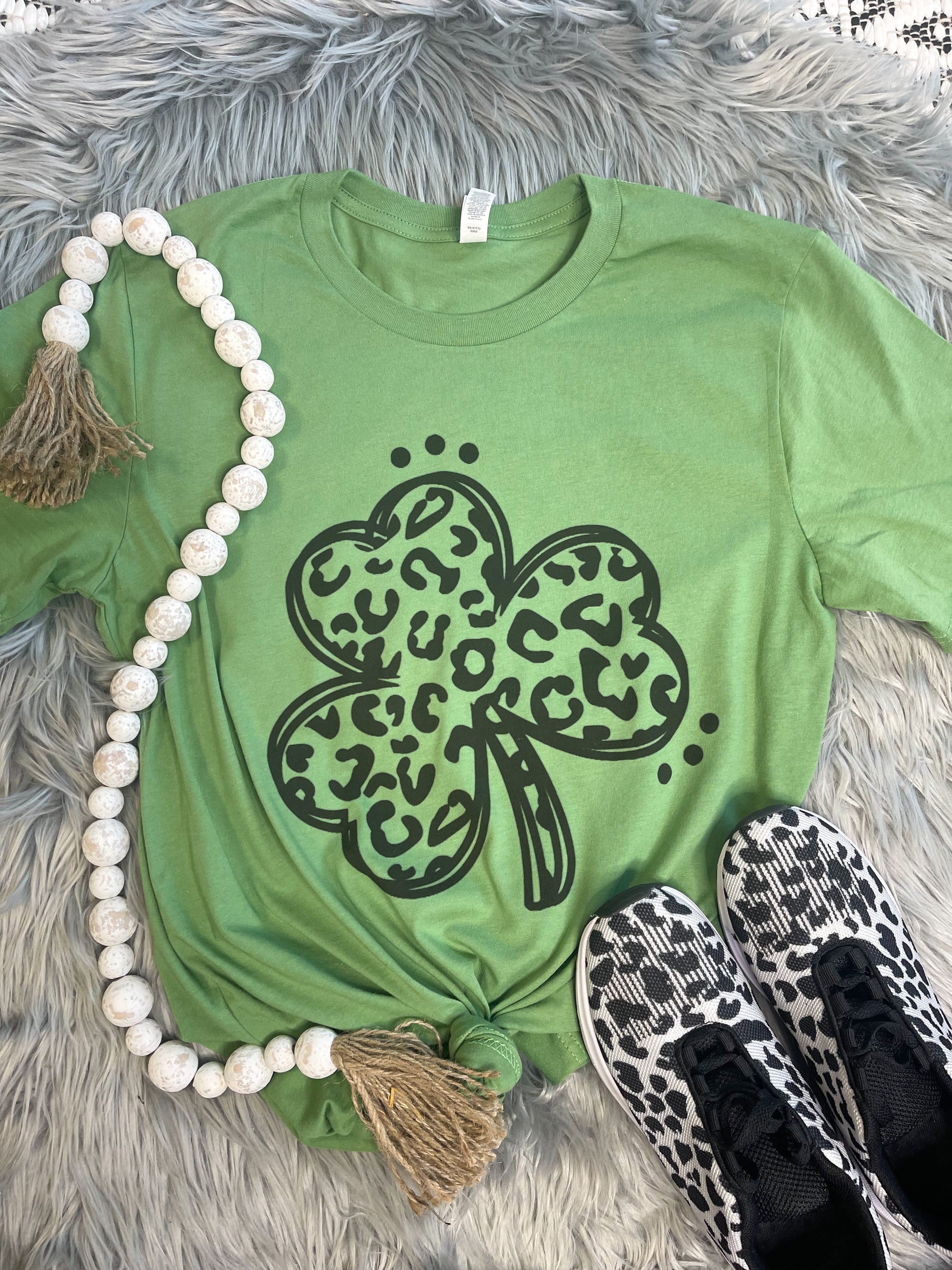 Black Leopard Shamrock Tee