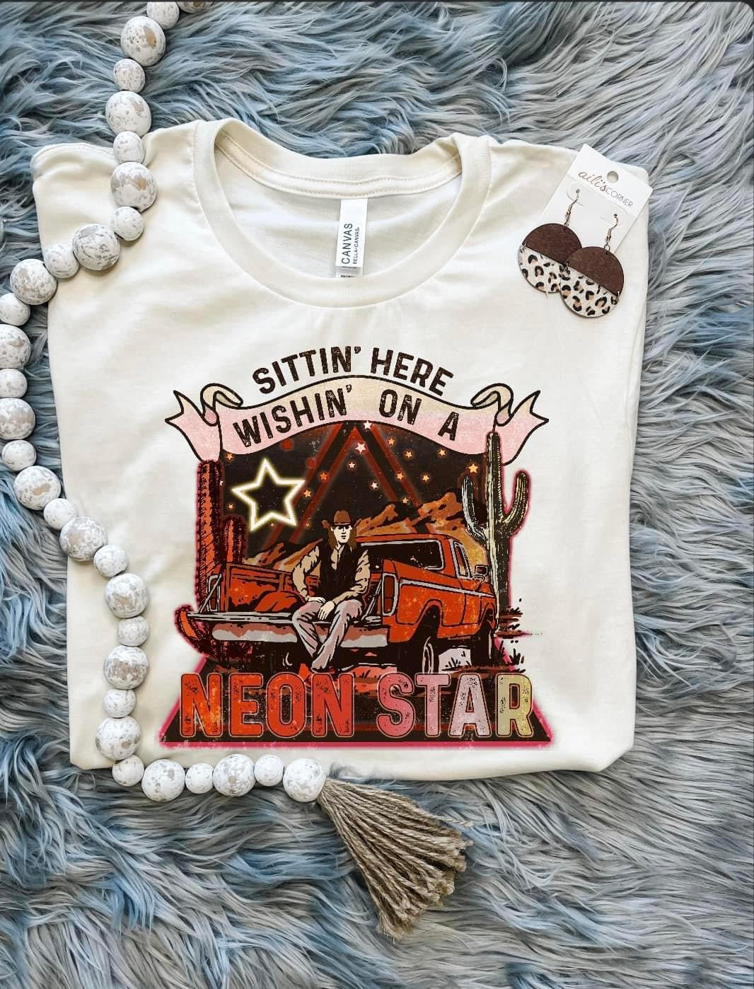 Sittin' Here Wishin' On A Neon Star Natural Tee