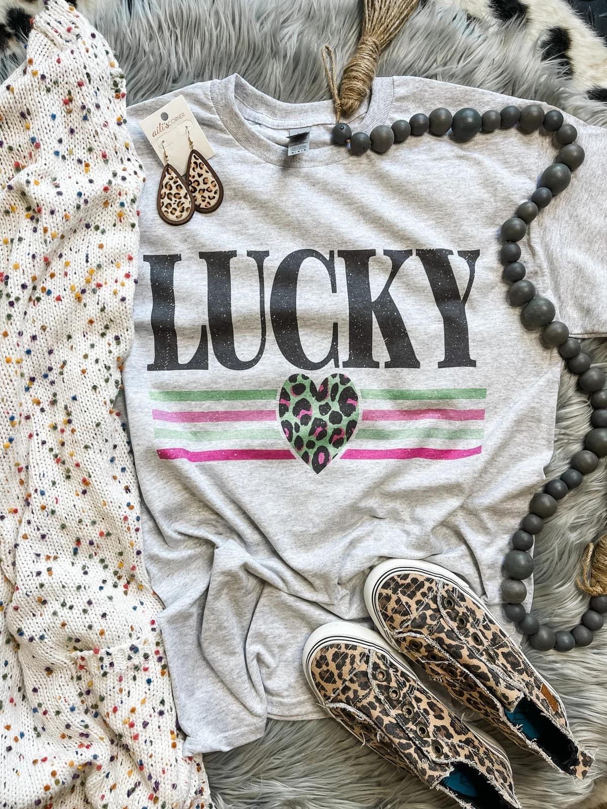 Lucky Leopard Heart Ash Tee